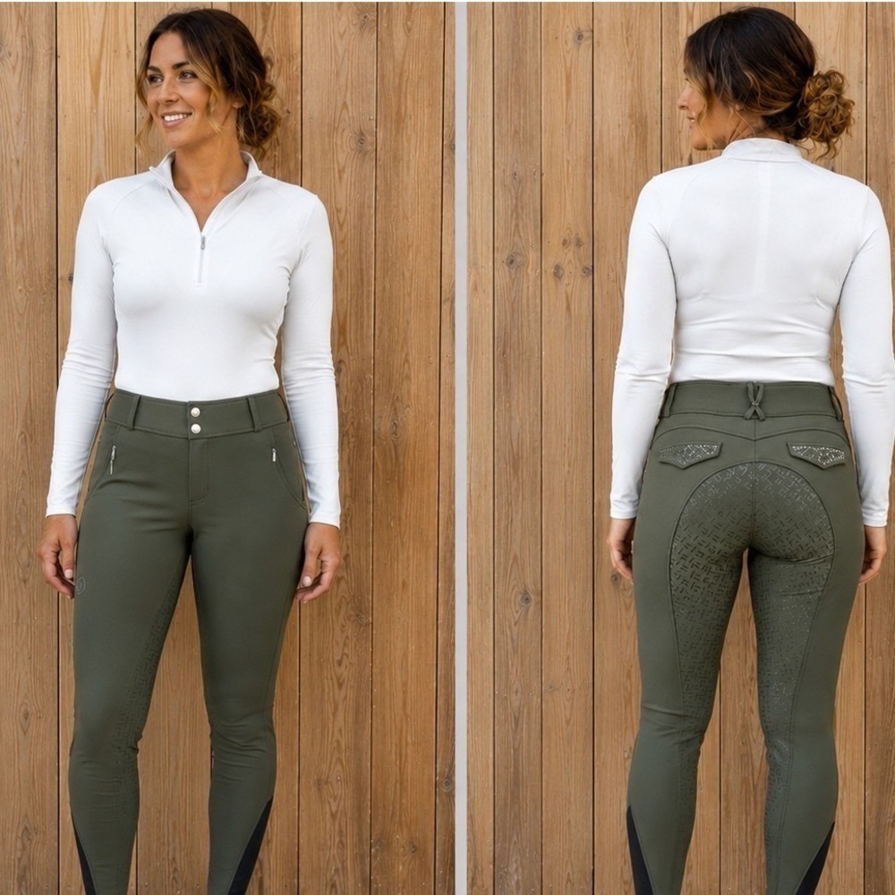 Montar Olive High waist Full Grip Riding Breeches Equestrian Pant US 12 EU 44